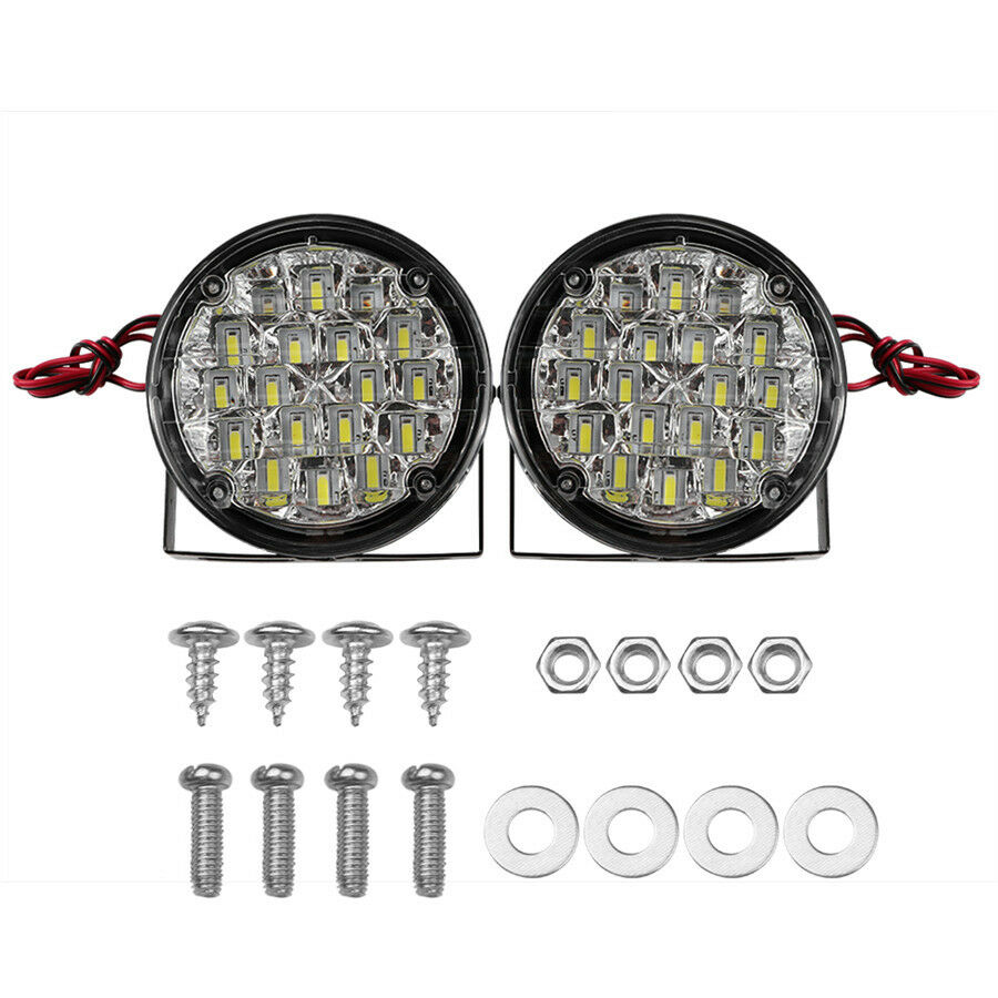 Car DRL Daytime Running Light Fog Lights Lamp DRL Fog Lamp 2pcs 18 LED Round 12V