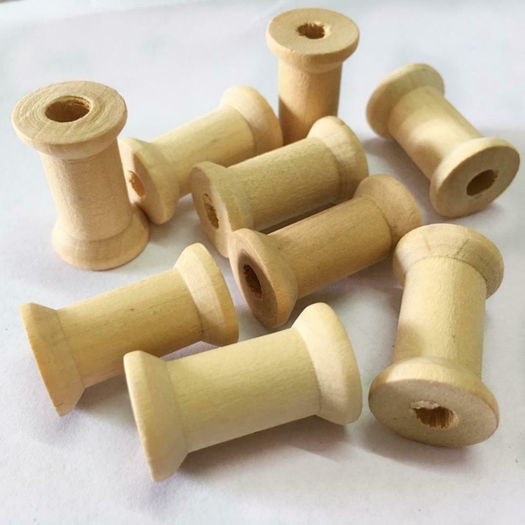 20Pcs Wooden Spools Bobbins Wire Coils Embroidery Floss Bobbins Cross Stitch