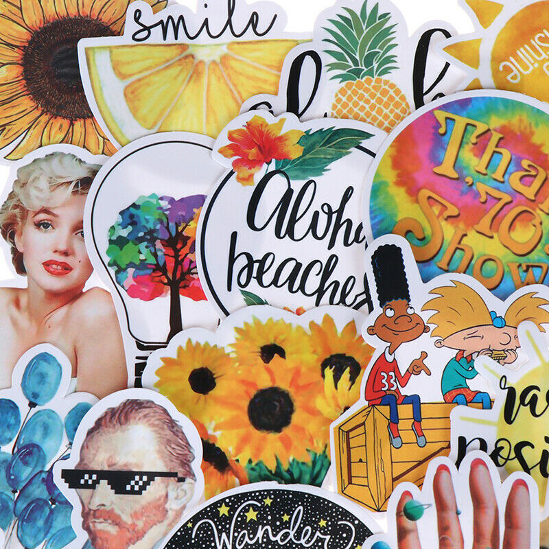 53Pcs Summer light yellow stickers DIY scrapbook suitcase laptop guitar s.l8