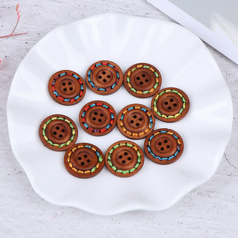 10pcs Wooden Buttons Natural Sewing Buttons Craft Clothes Decor clothing CraftDD