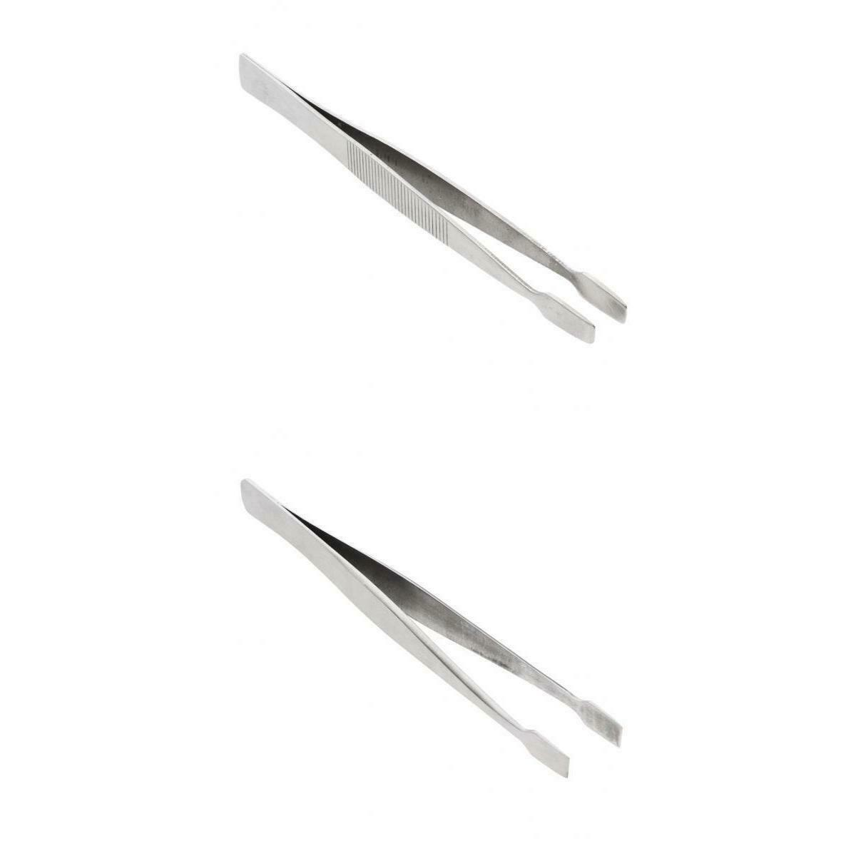 2x Round Spade Tip Tweezer Craft Jewelry Beauty Nail Art Hobby Picking Tool