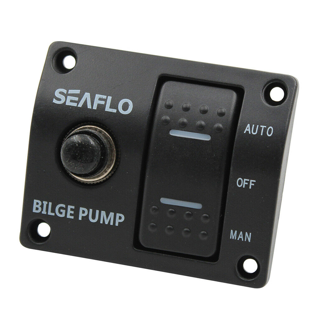 Seaflo Three-Way Bilge Pump Switch Aluminum Panel Automatic Off/Manual 12V & 24V