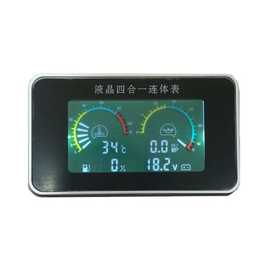 4 IN1 Digital Oil Pressure Meter/Voltmeter/Water Temp/Fuel Level Gauge Universal