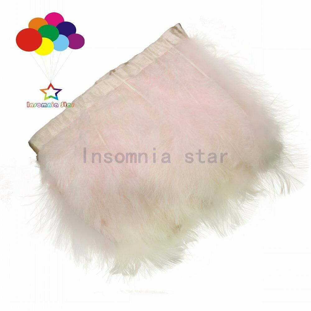 Light pink Turkey Marabou Hackle Fluffy Feather Fringe Trim Craft 6-7 inches