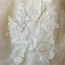 1 Pair Lace Embroidery Bridal DIY Wedding Dress Beaded Applique Lace Trim