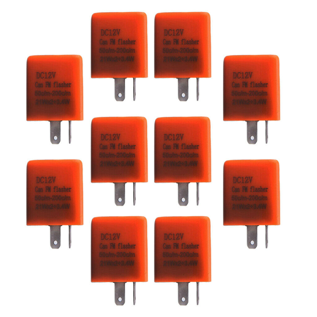 10Pieces 2Pin Adjustable LED Flasher Relay Motorcycle Universal Orange