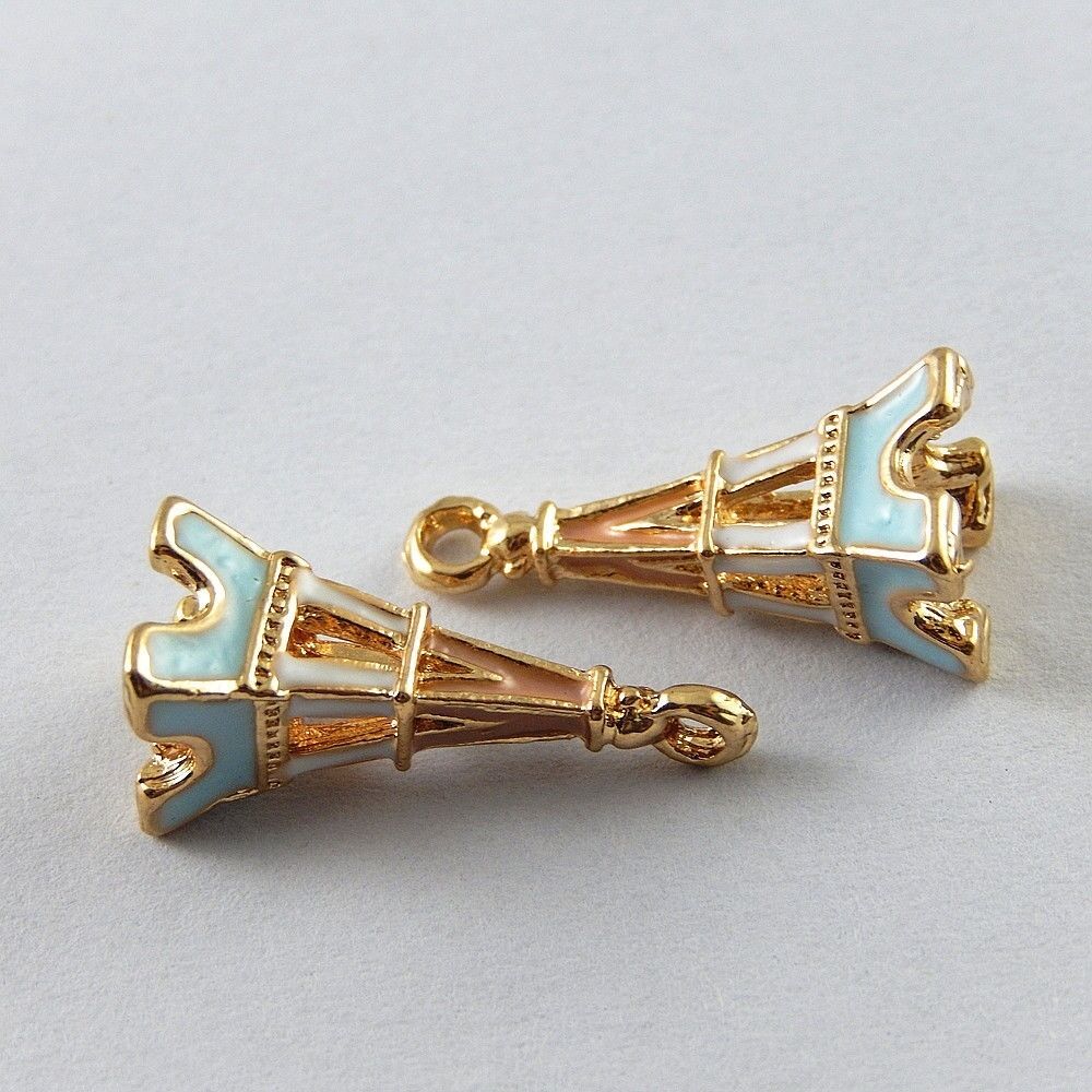 5PCS nice Colorful Alloy Small Eiffel Tower Necklace Pendant Charms