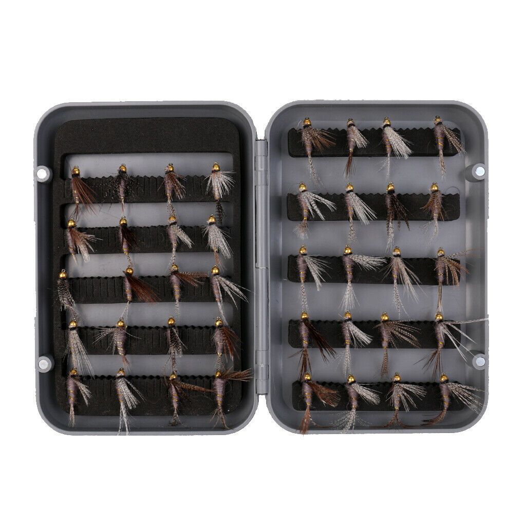 40pcs Fly Fishing Flies With Box Salmon Dry Flies Fly Fishing Lures Bait