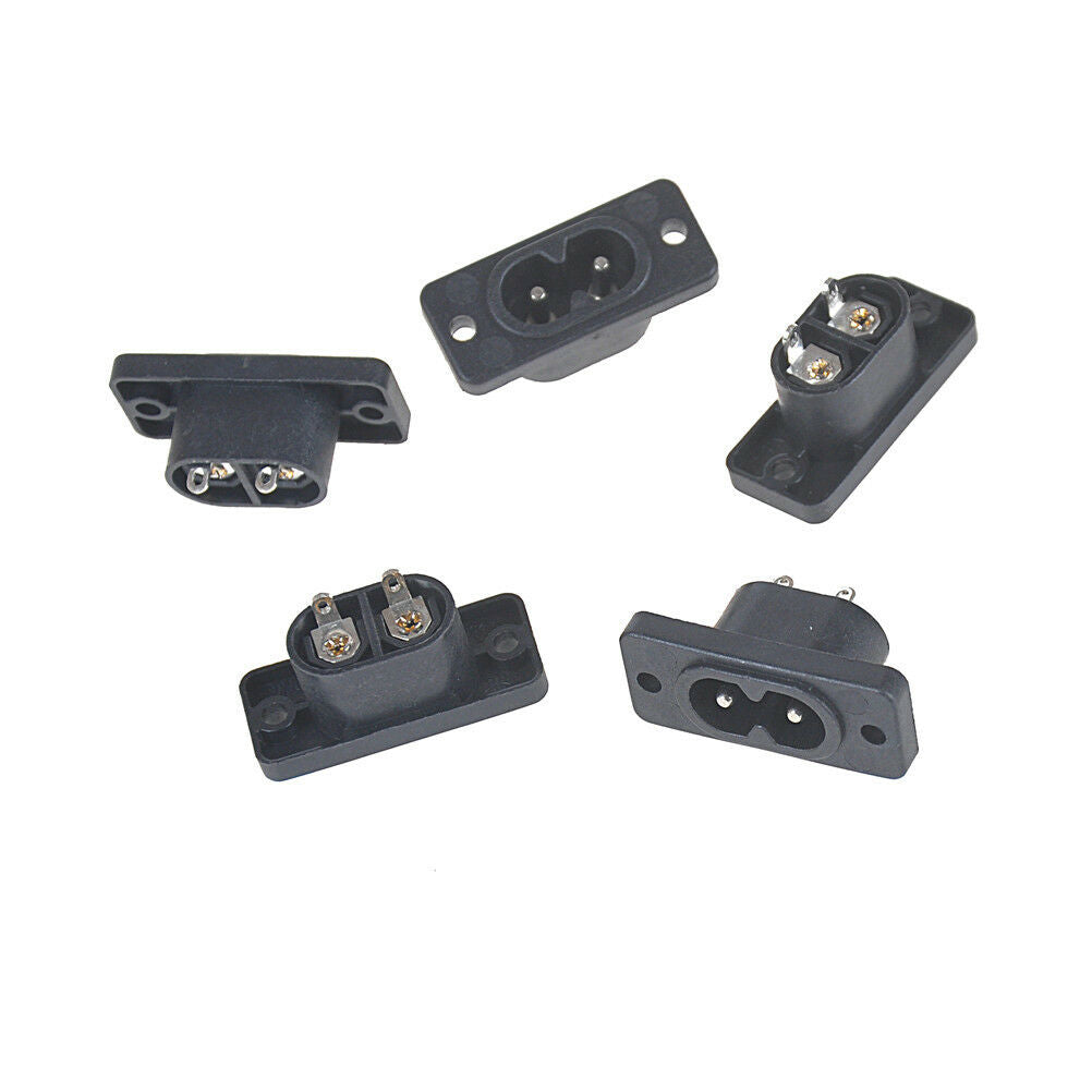 5 Pcs IEC320 C8 2 Terminal Power Plug Inlet Socket AC 250V 2.5A Black.f WF