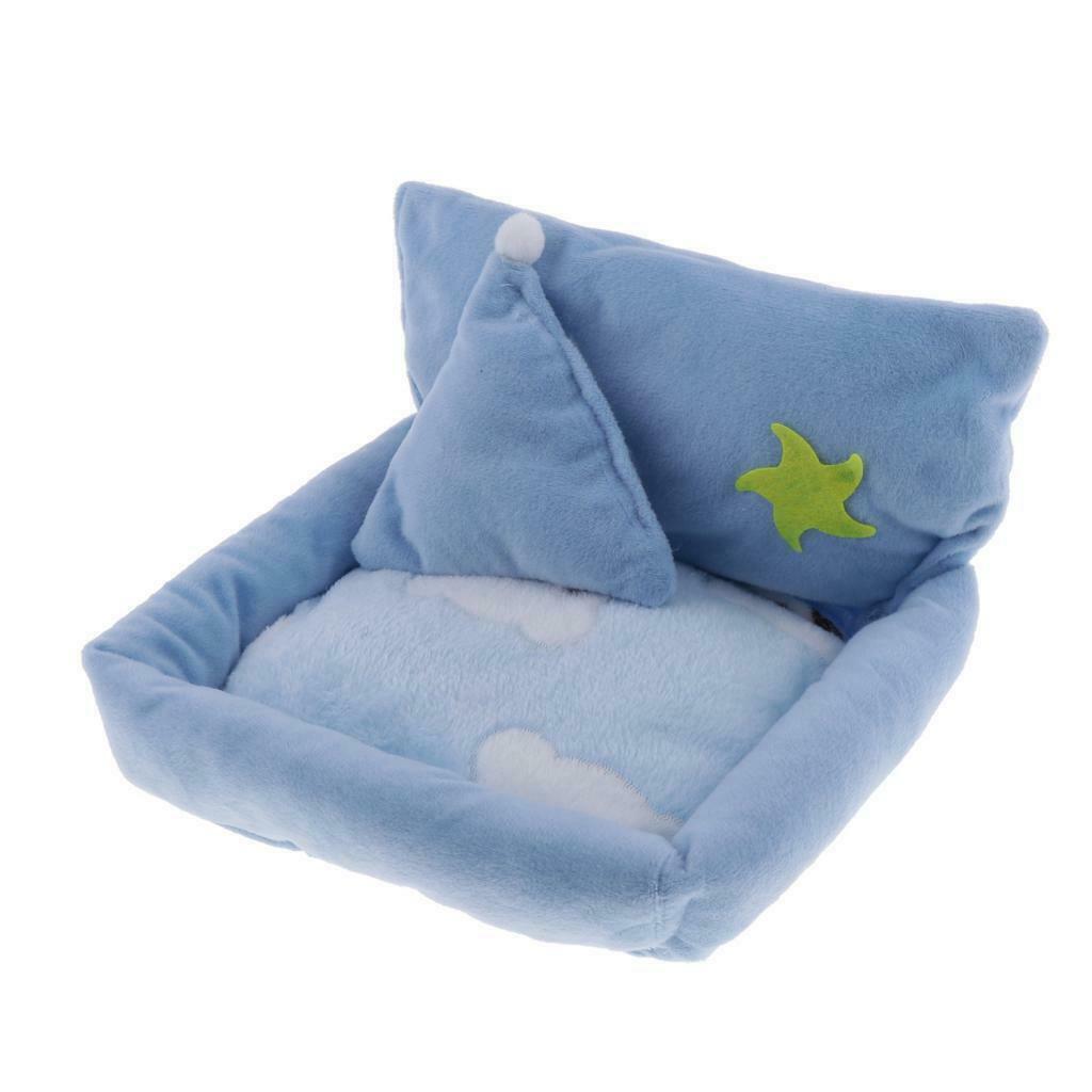 Hamster Squirrel Bed Plush Cushion Soft Comfortable Mattress 22x20cm Blue