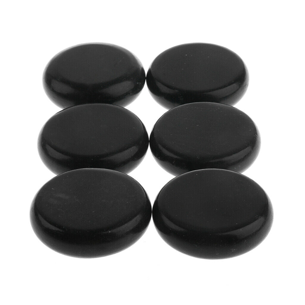 Massage Stone - 6 Pieces Round Black Basalt Stones - 6x6cm - Smooth Massage Hot
