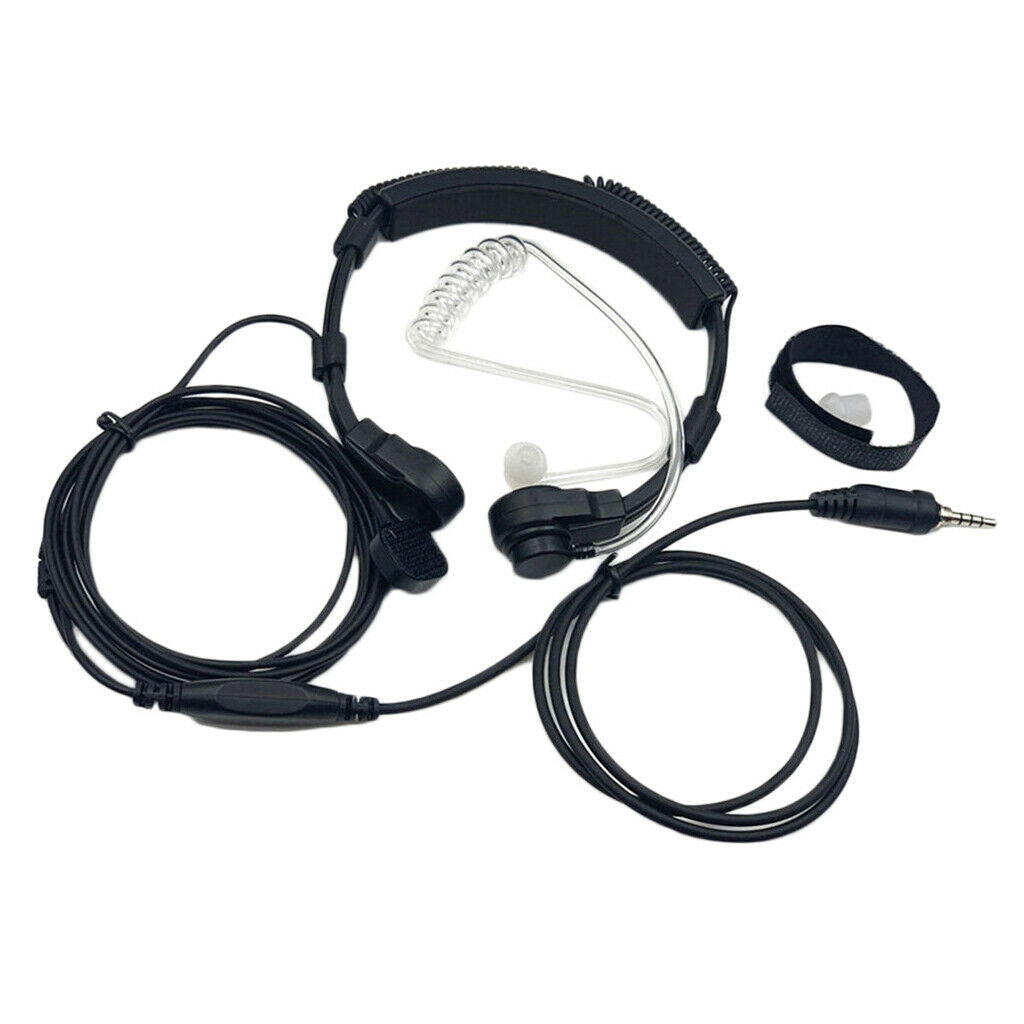 Throat Mic Covert Acoustic Tube Earpiece Headset With PTT For 1 Pin