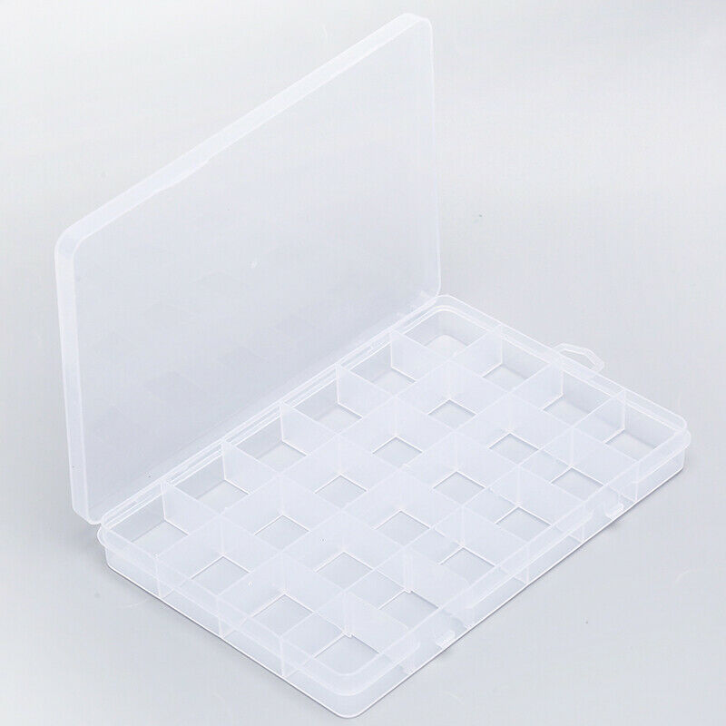 24 Slots Transparent Rectangle Beads Earrings Jewelry Storage Box Case Organi SJ