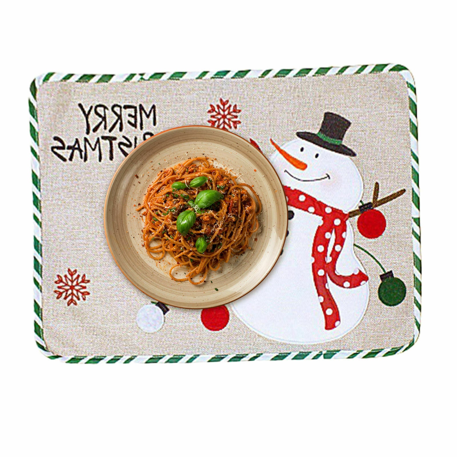 Placemat Decoration Rectangle dinner Christmas Embroidery for Xmas New Year