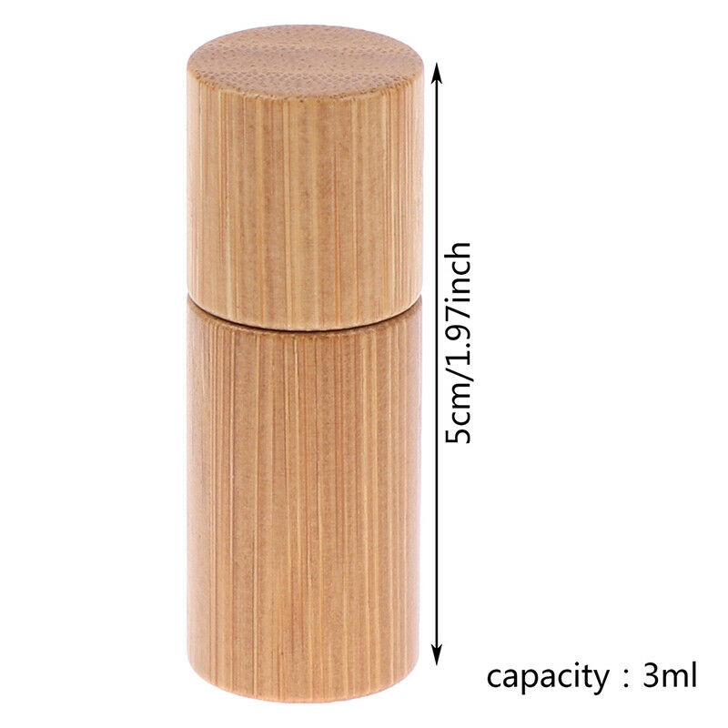 Bamboo Wood Bottle Perfume Empty Oil Bottle Stainless Roll On Ball Aromat.l8