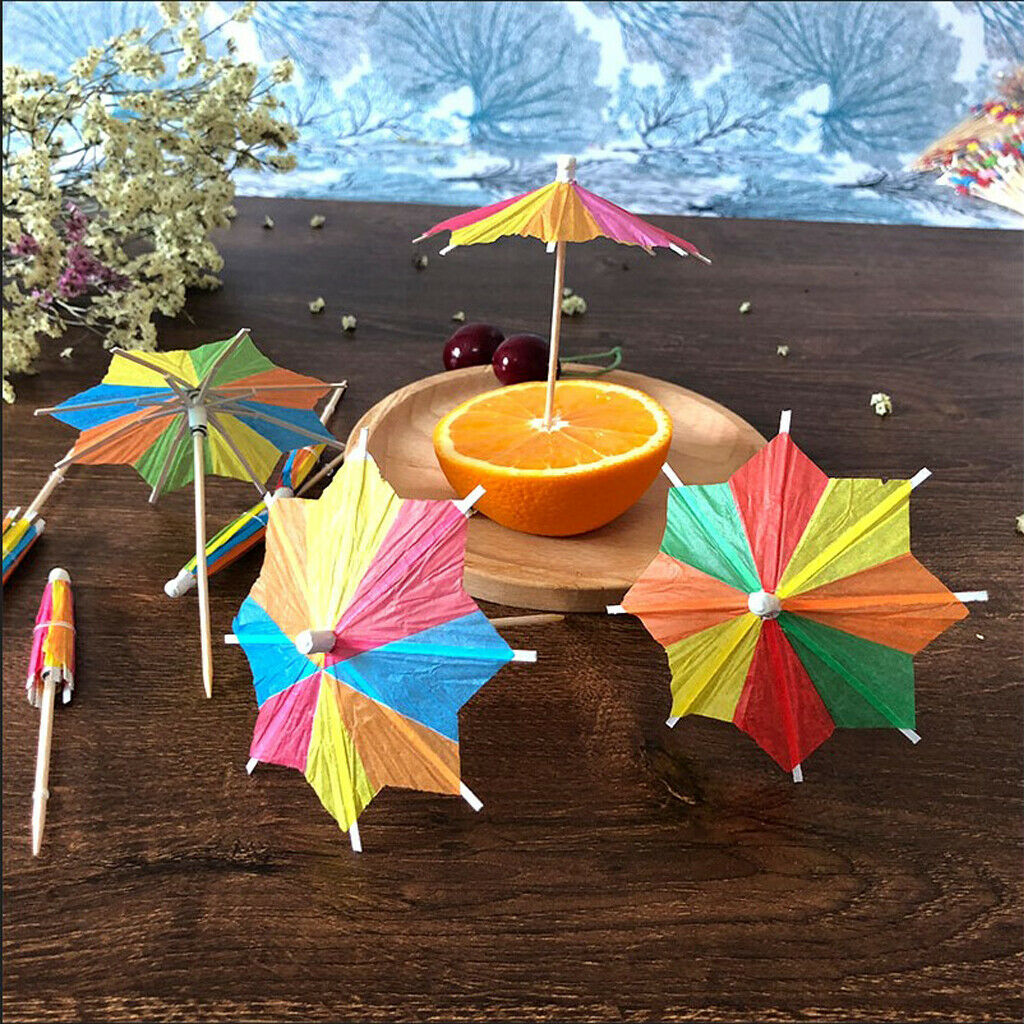 4 Inch Drink Umbrella Parasol Cocktail Picks, Cupcake Toppers - 1 pack of 288