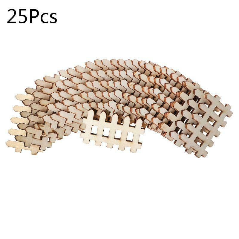 25pcs Cut Wooden Fence Embellishment Wooden Shape Craft Wedding Deco
