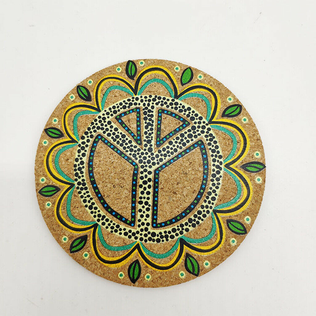 4pcs Cork Drink Coasters Heat Resistant Patterned Mats Moisture Absorbing