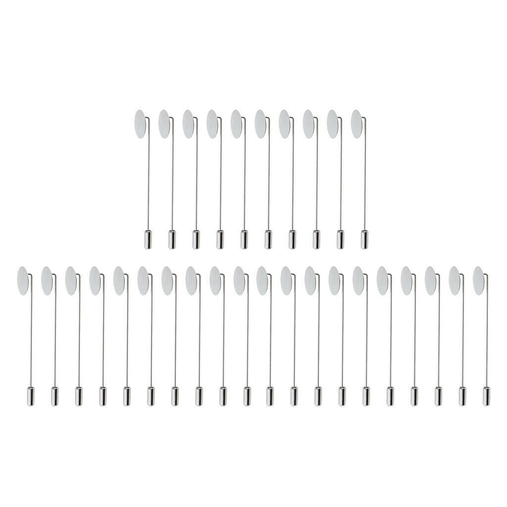 30 pcs Steel Protectors End Hat Lapel Hijab Brooch Pins 1.5cm Blank Tray Pad