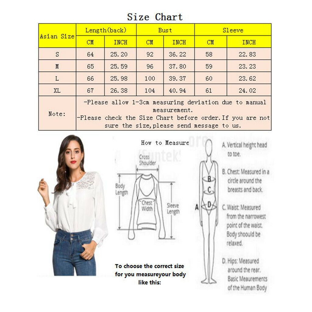 Fashion Women Ladies Loose Casual Chiffon Long Sleeve Shirt Tops Blouse S White