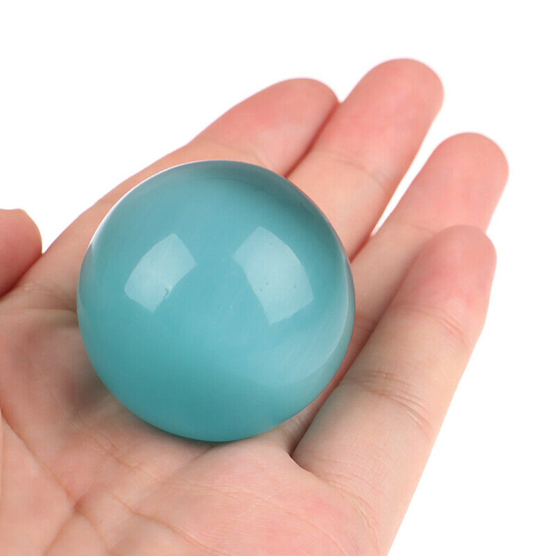 40mm Blue Cat's-eye Opal Natural Quartz Crystal Healing Stone Ball Sphere.l8