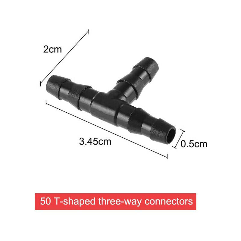 50X irrigation 4/7 mm Tee Connector 1/4 Inch Hose Garden Lawn Watering^Connector