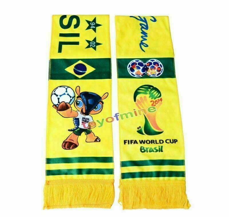 2014 Brazil Scarf Set 2 Scarves Mascot Fuleco Football World Cup for Soccer Fans
