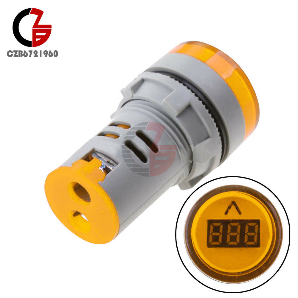 Mini Yellow 22mm LED AC60-500V Voltmeter Voltage Meter Indicator Pilot Light DIY