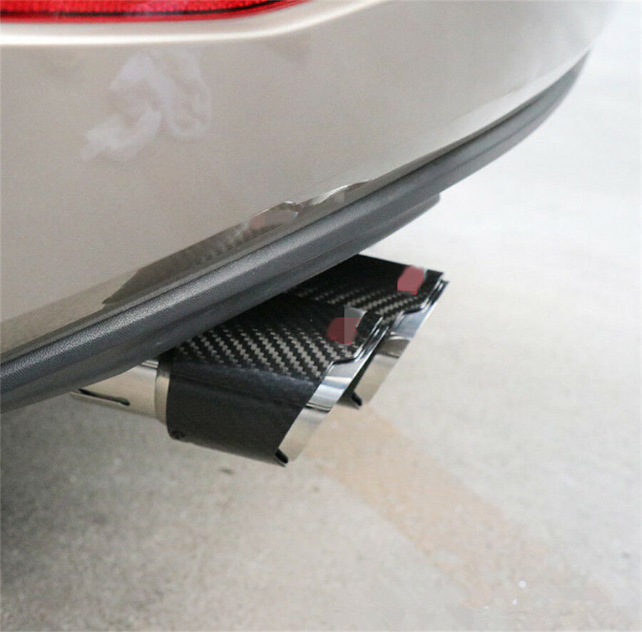 Half Blue Inlet 3" 76mm Outlet 4" 101mm Carbon Fiber Glossy Exhaust Tips Muffler