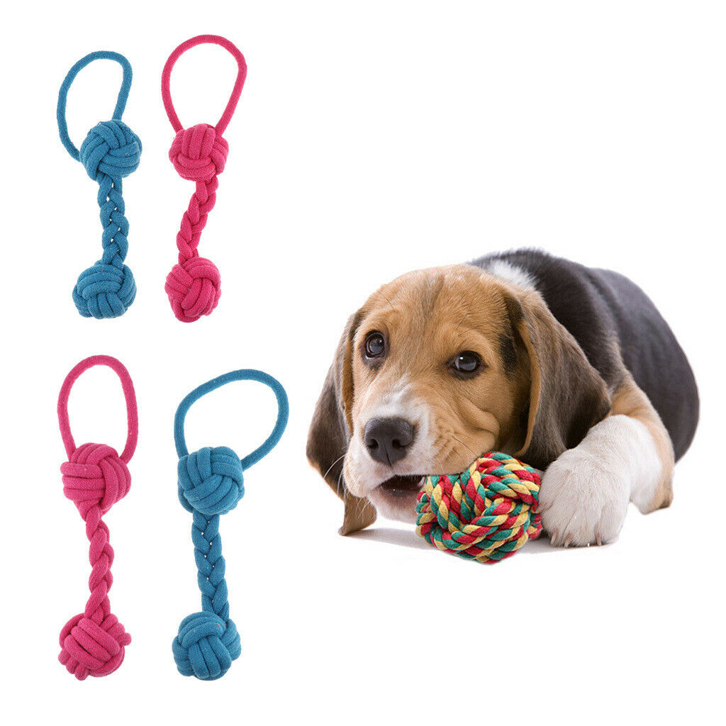2Pcs Pet Puppy Dog Cotton Rope Chew Toys for Teeth Cleaning Knot Rope S