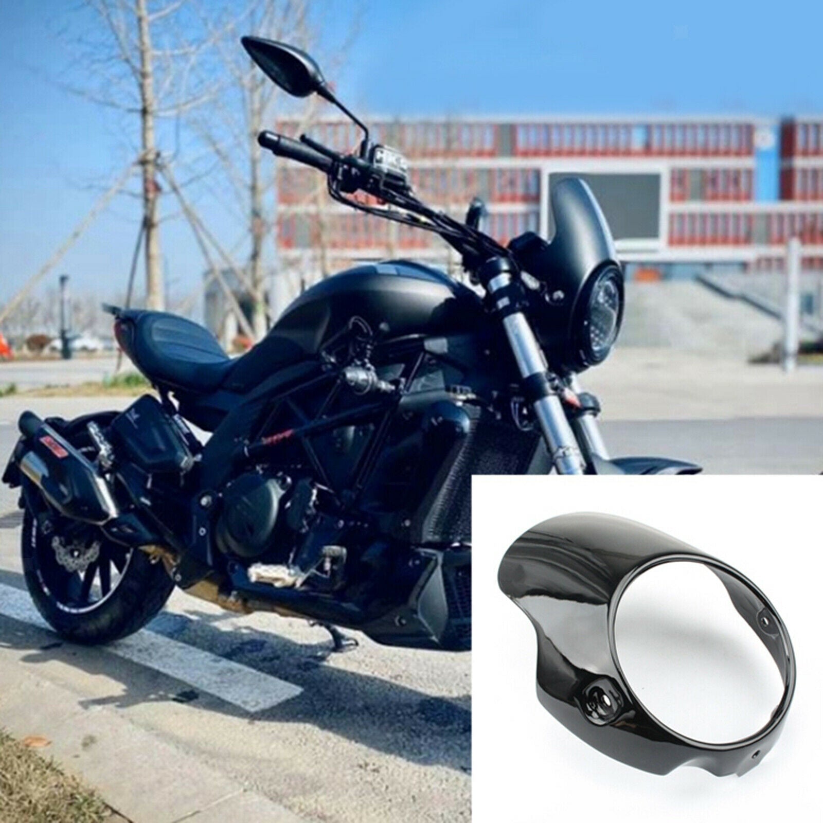 Motorcycle Retro Cafe Racer Style 7" Headlight Fairing Windshield Protector