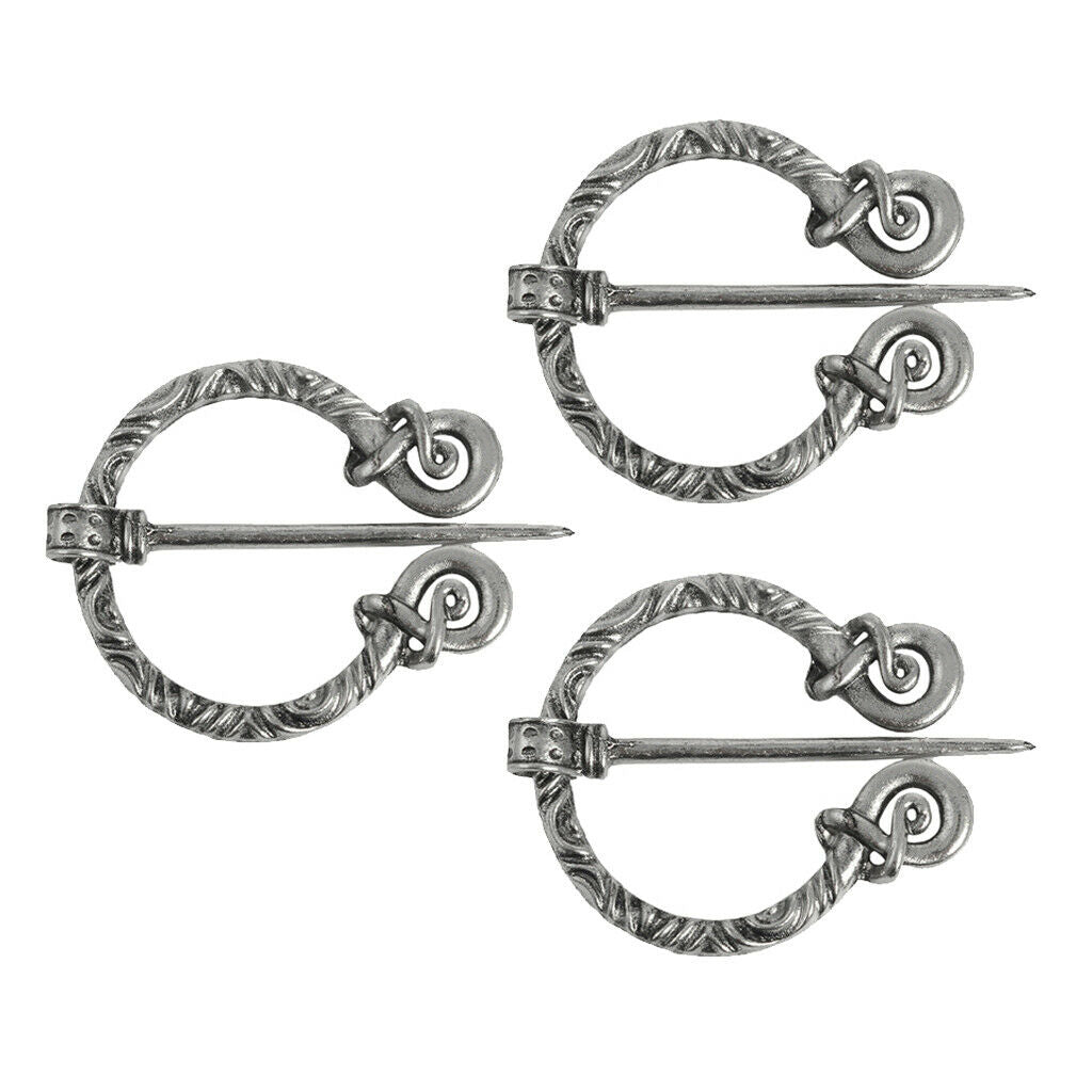 3 Pack Viking Brooch Retro Coat Cloak Scarf Jewellery Brooch Pin Buckle