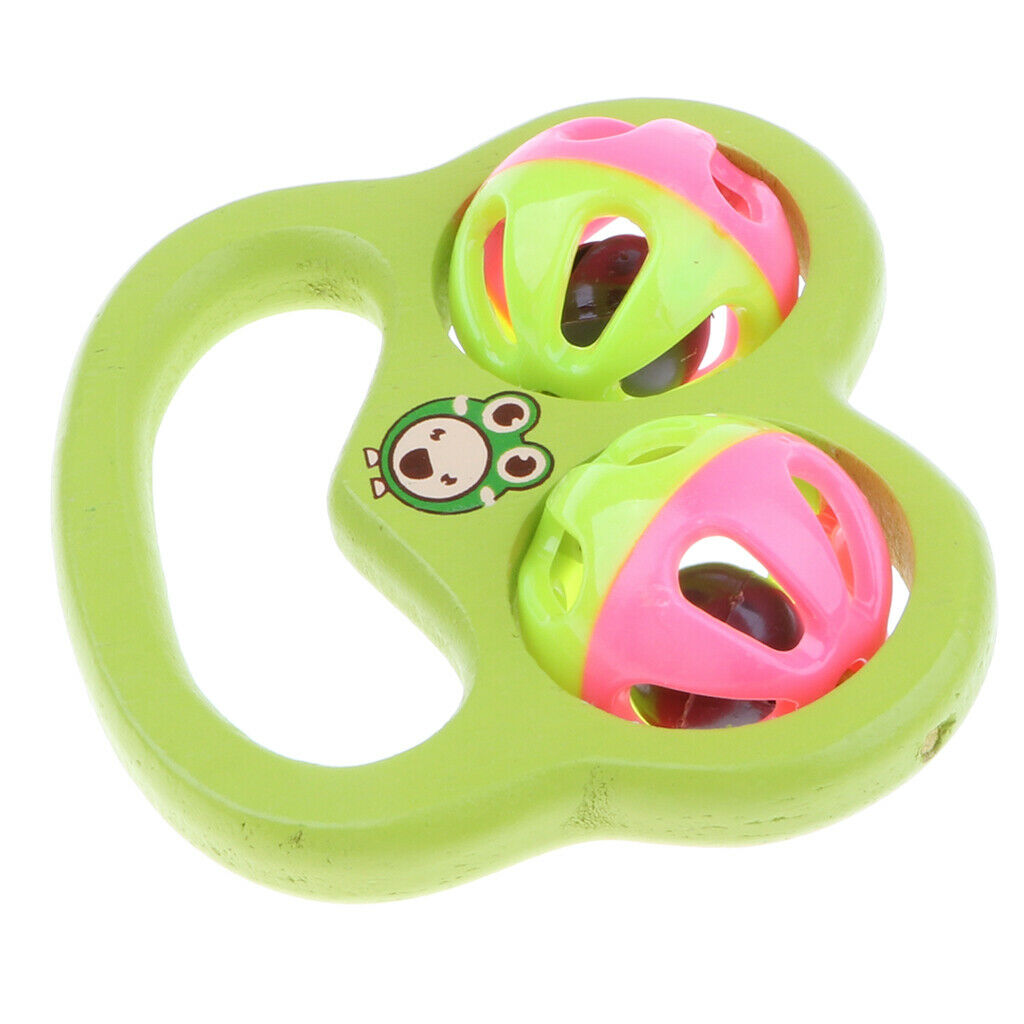 Montessori Wooden Baby Rattle Handbell Early Educational Grasping & Teething