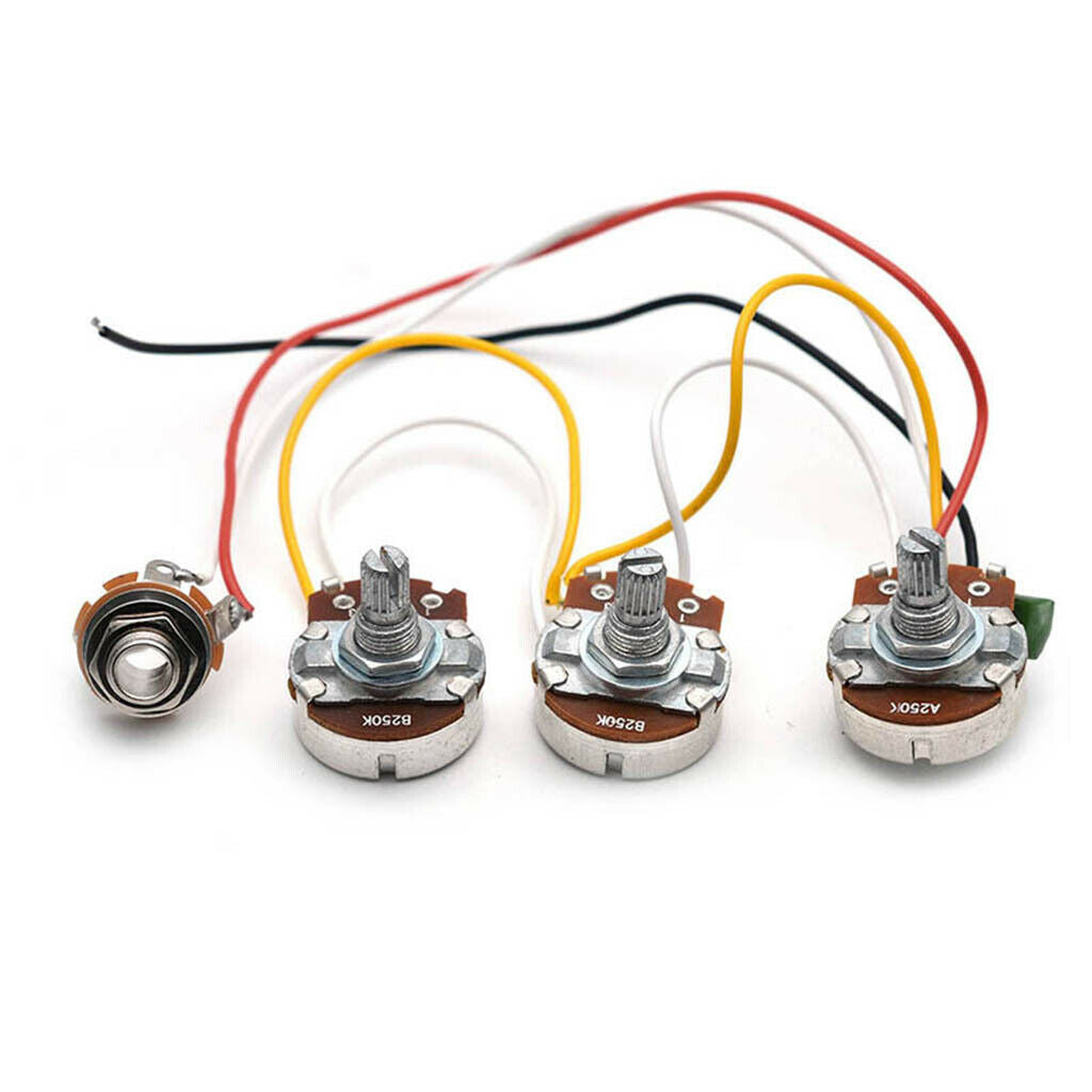 1 Set DIY Bass Wiring Harness A250K B250K Potentiometers for Jazz Bass Accessory