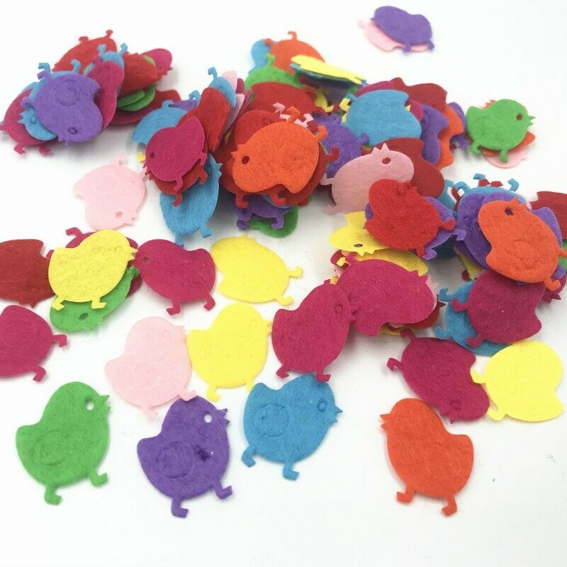 100pcs Mixed Colors Chick shape Felt Appliques Crafts Making decoration 25mm