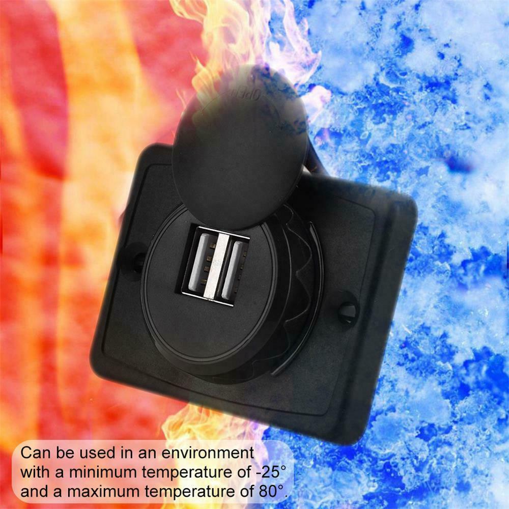 USB Car Charger 3.1A 5V Car Dual USB Port Socket Outlet 12V LED Waterproof