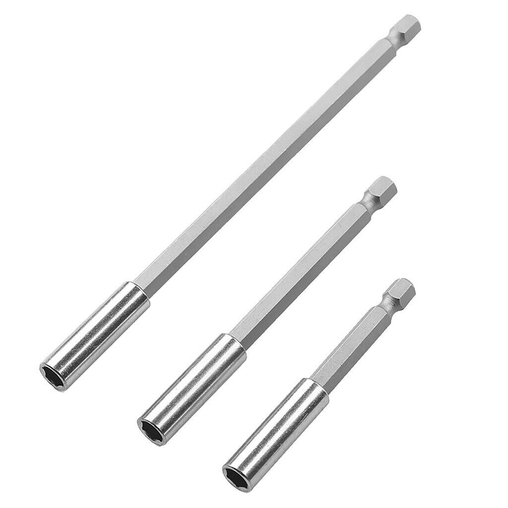 3Piece Socket Driver Set Drills Drill Bit Adaptor Hex Shank 75mm 100mm 150mm