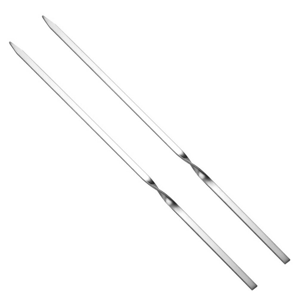 20Pcs Reusable flat Stainless BBQ Skewers Needle Stick For Meat Shrimp Chicken