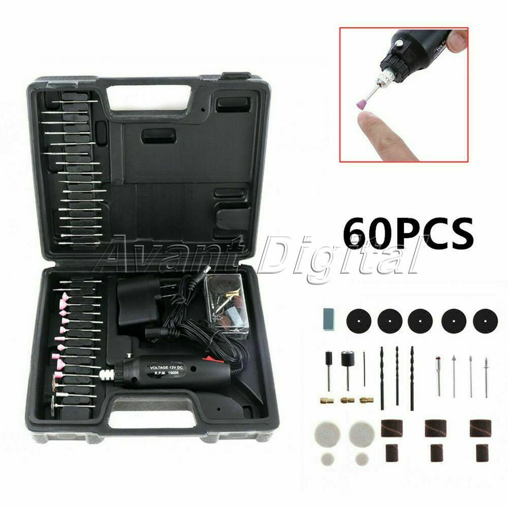 60 pcs Mini Electric Drill Grinder Polishing Drilling Cutting Rotary Tool Kit