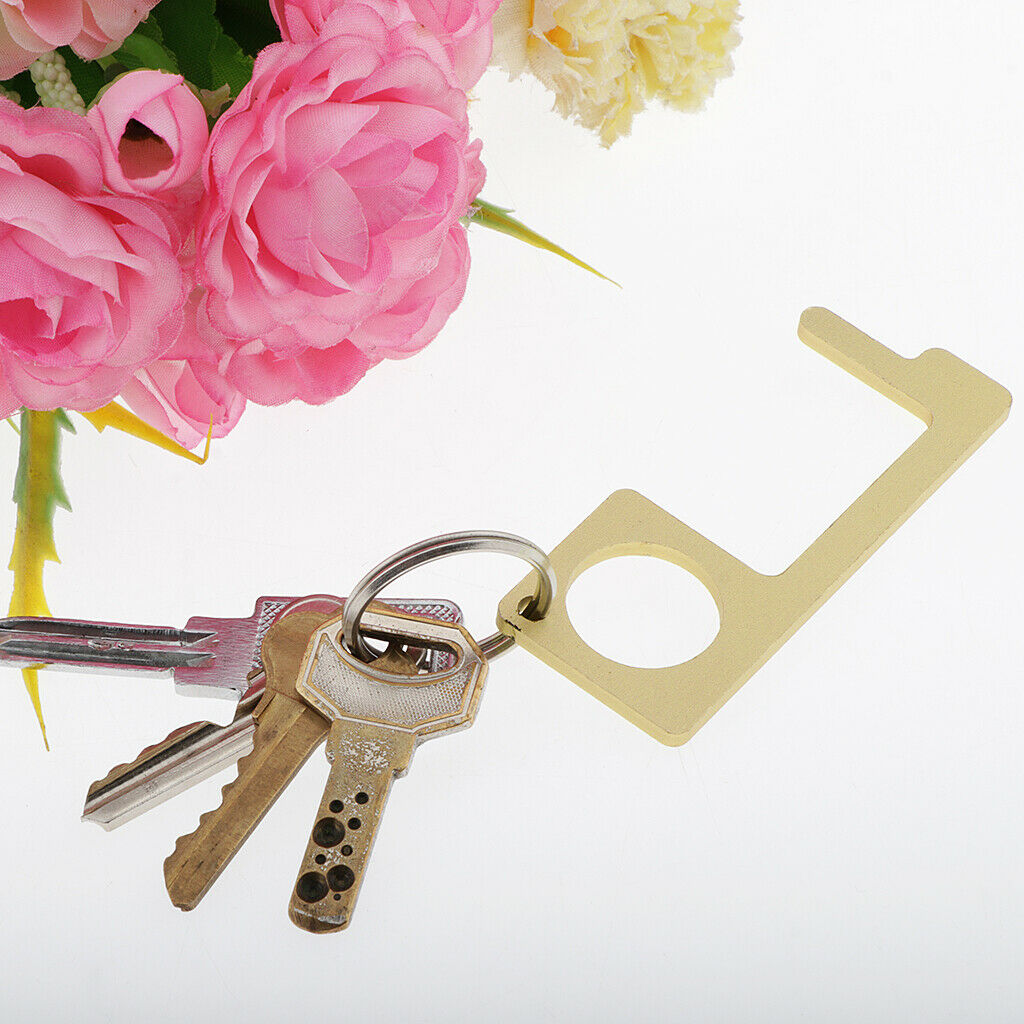 New Portable Hygiene Alloy Touch Free Door Opener Safety Handle Key - Golden