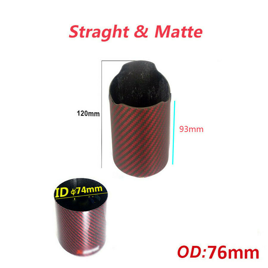 3" Matte Red Car SUV Carbon Fiber Exhaust Muffler Pipe Cover Tip Decoration Case