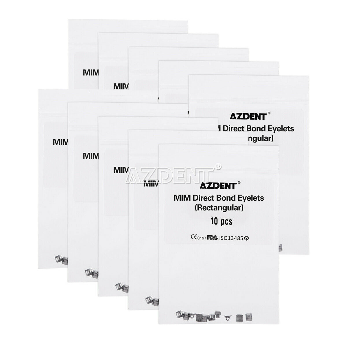 20XAZDENT Dental Orthodontic Lingual Buttons Direct Bond Eyelet Rectangular Base