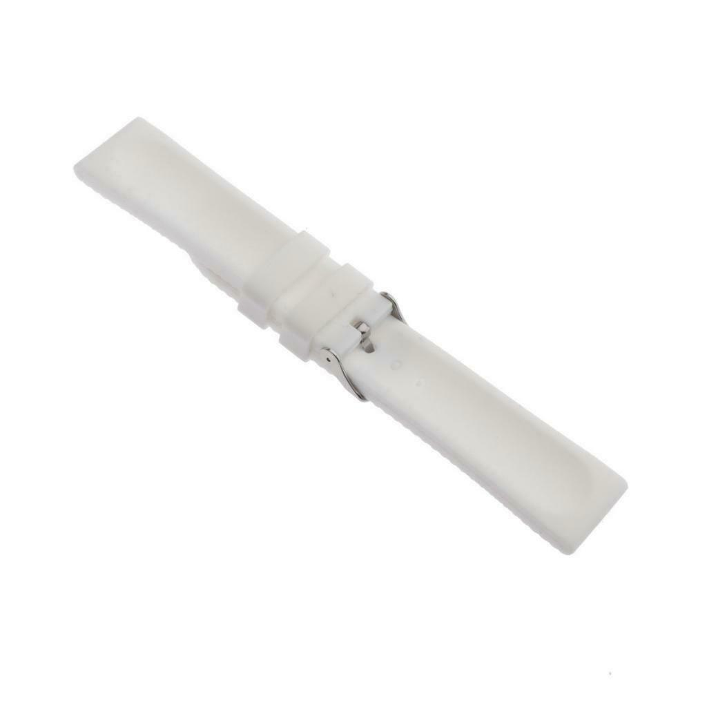 22mm Soft Silicone Watch Band Replacement Pin Buckle Accessories White