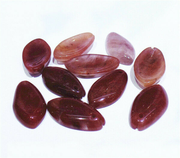 10Pcs 19x10x4mm Strawberry Crystal Flower Petal Pendant Beads DIY Jewelry HH8402