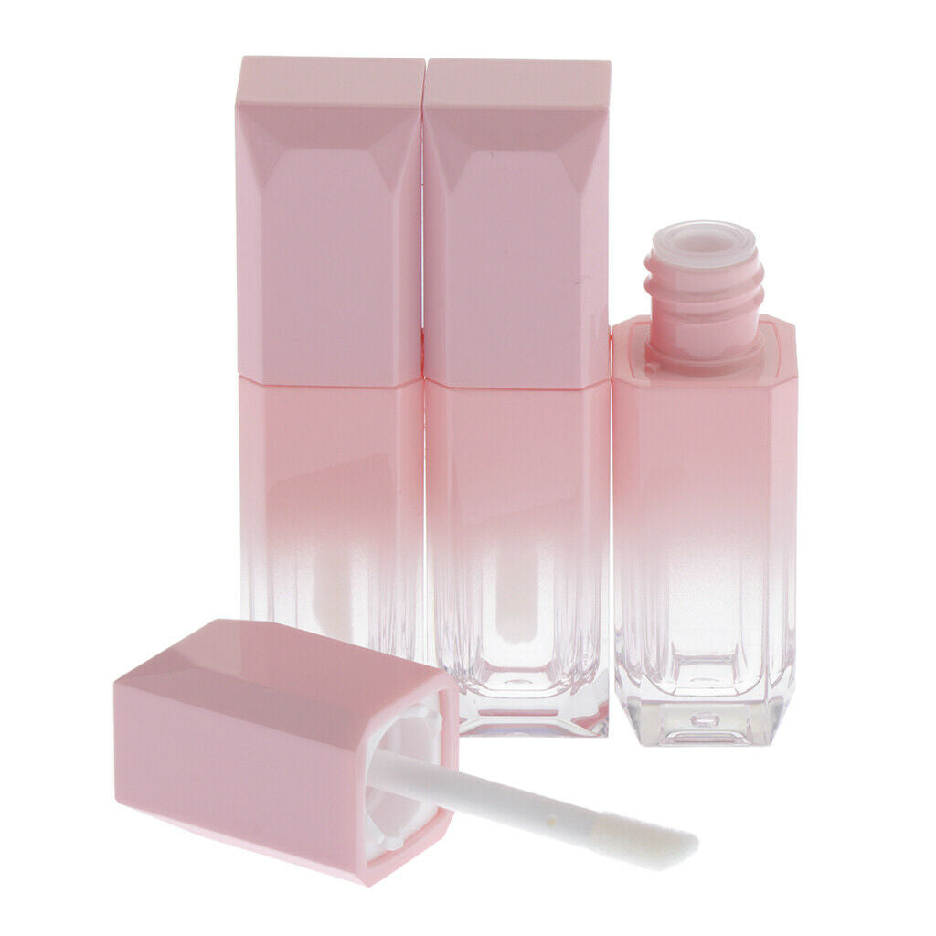 Lots 6 Square Lip Gloss Tubes Vials Makeup Cosmetic Lip Tint Bottles Pink