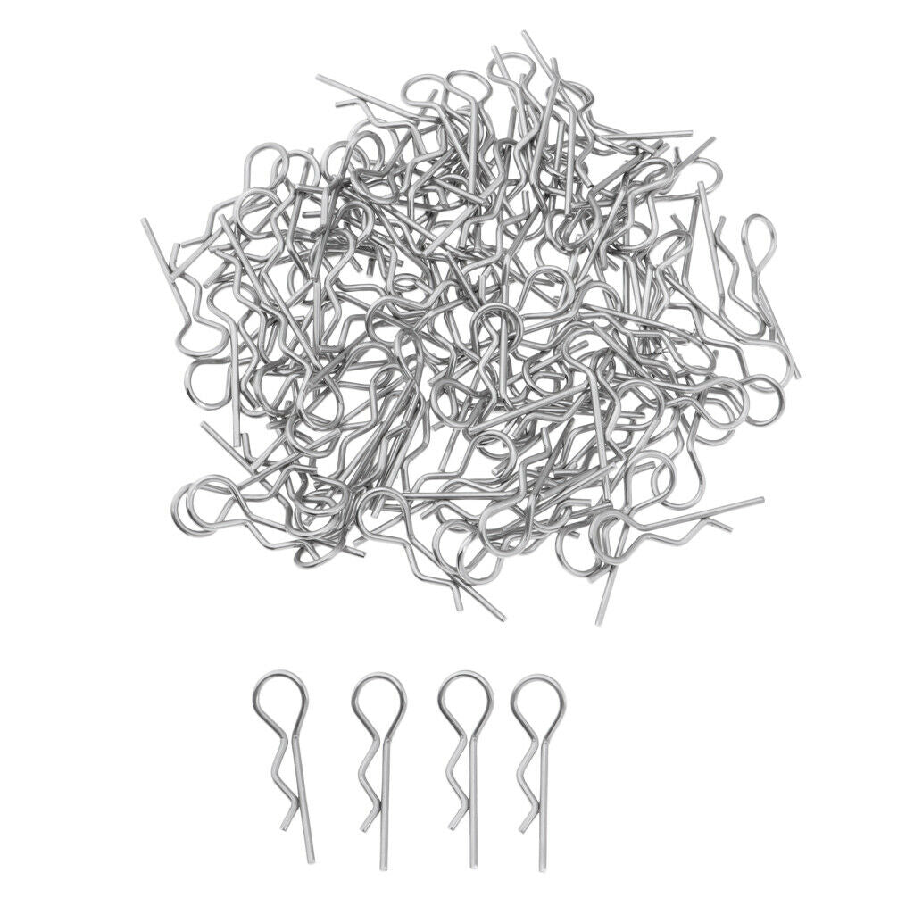 100pcs Metal R-Shaped Pins Cotter Clip for 1/8 and 1/10 Scale RC Racing Cars