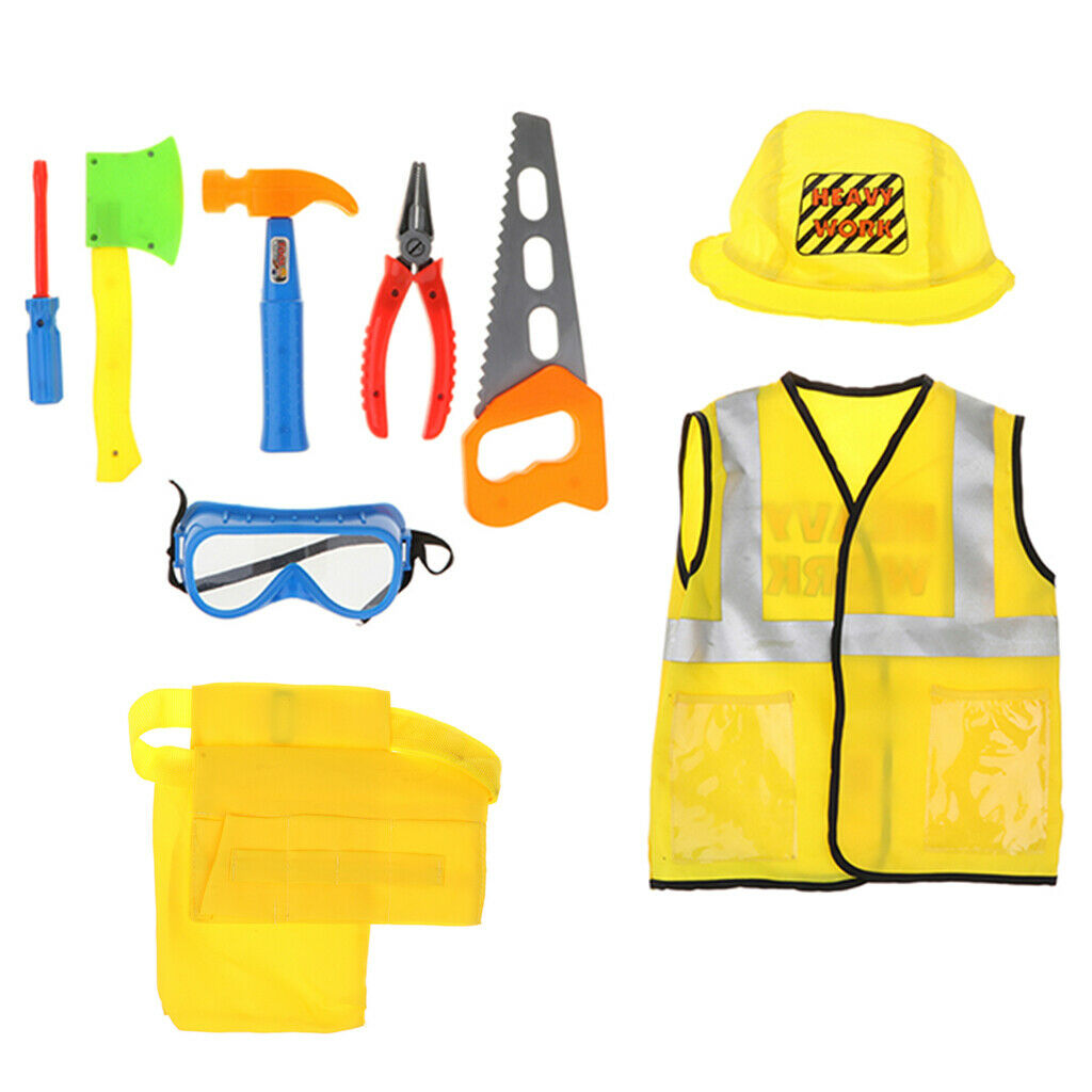 Construction Worker Costume Role Play Kit Set - Children Kids Boys Dress Up