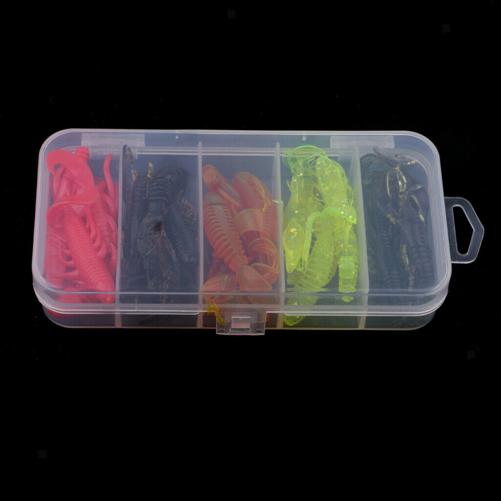 20pcs Soft Fishing Bait Crayfish Shrimp Lure Worm Earthworm Maggot Bait Box