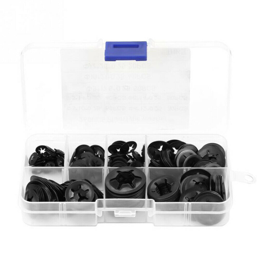 260PCS M3-12 Push-on Quick Locking Washers Star Nut Metal Fastener Assorted Kit