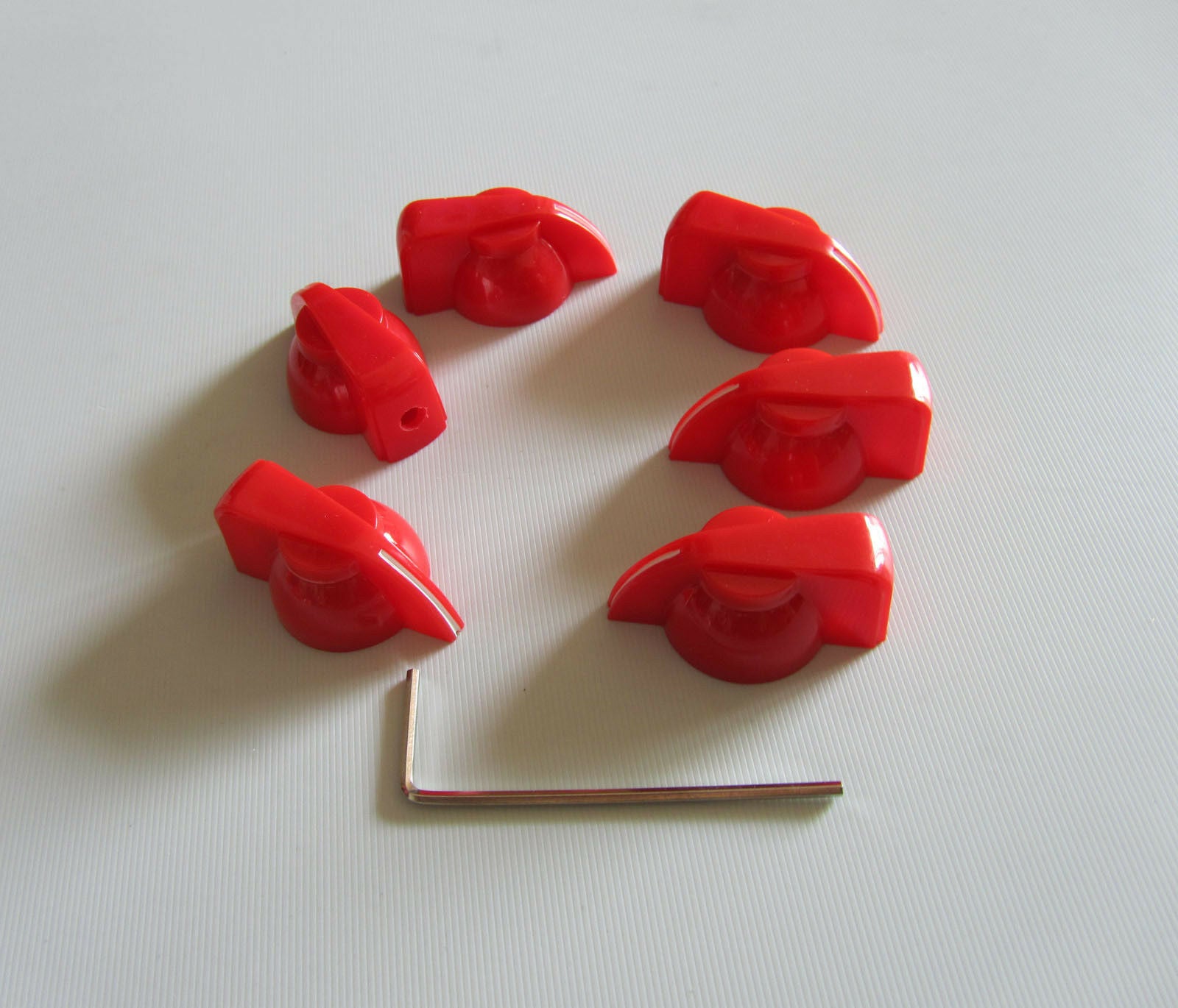6x Red Chicken Head Knob 1/4" Guitar Amp Effect Pedal Knobs w/ Set Screw